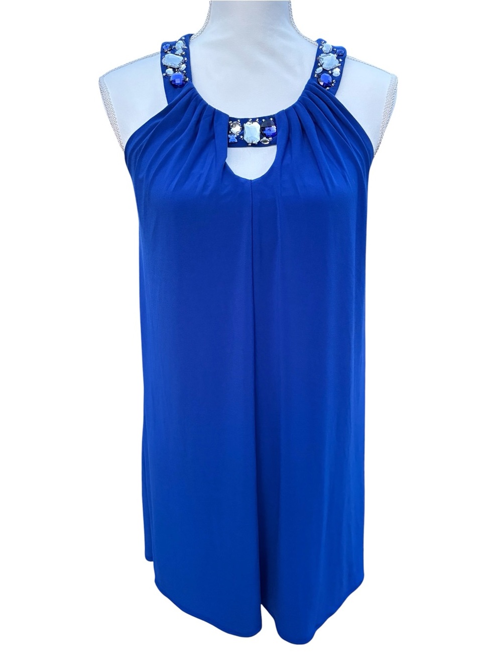 Scarlett Nite Petite Women's Royal Blue Embellished Sleeveless Dress - Size 4P